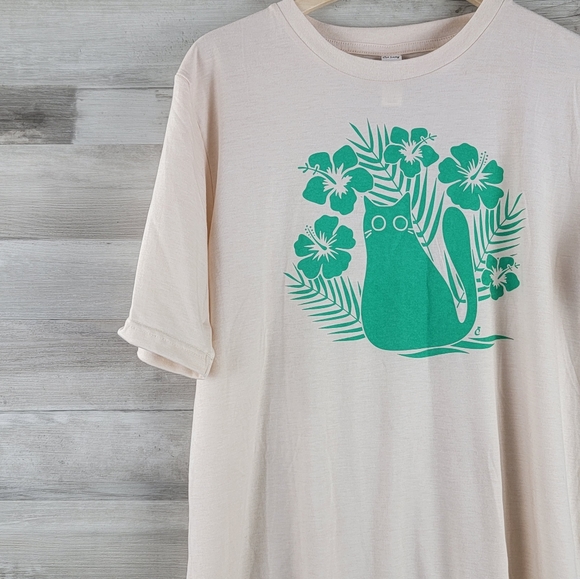 Cat Lady Tropicat Tee Shirt Soft Peachy Tan Women's Size Large - Picture 12 of 14